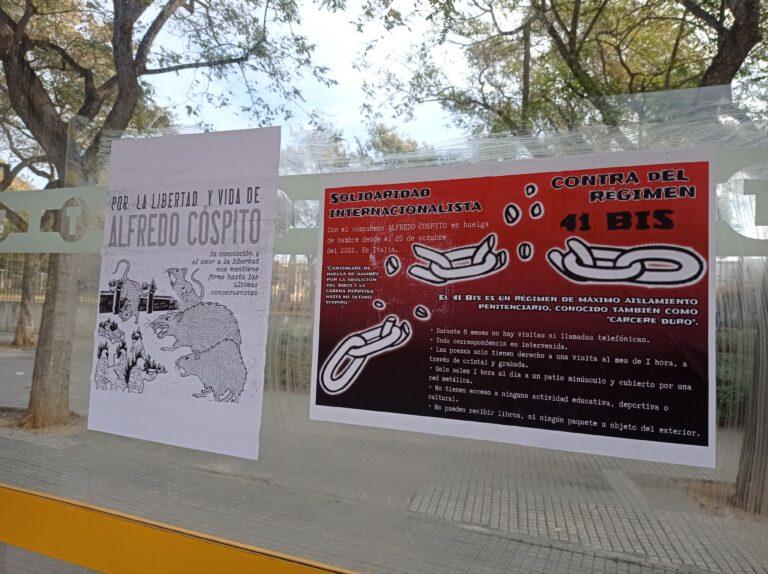 Tarragona: Carteles en solidaridad con Alfredo Cospito y contra el 41Bis, en Reus