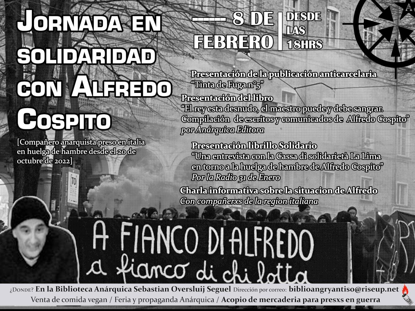 Chile: Jornada en solidaridad con Alfredo Cospito – 8 de febrero / 18hrs
