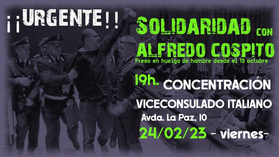 Burgos: Concentración en el viceconsulado italiano en solidaridad con Alfredo Cospito el 24 de febrero