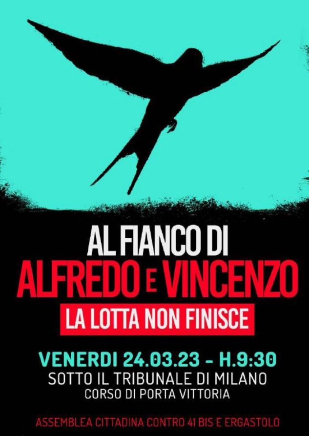 Italia: Concentración en el Tribunal de Milán «Con Alfredo y Vincenzo»