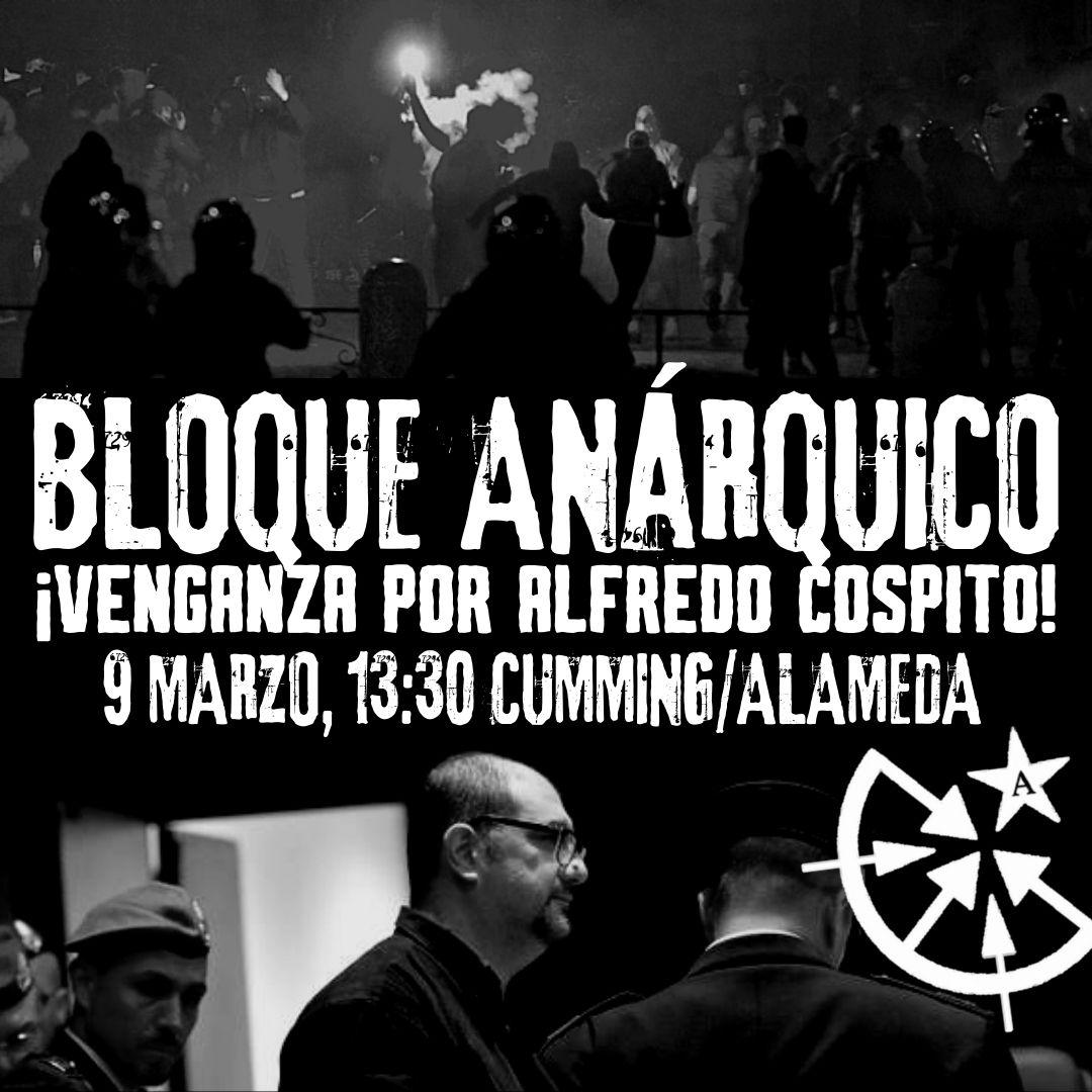$hile: bloque anárquico en solidaridad con Alfredo Cospito 9 marzo 13:30 hrs. Cumming/Alameda (Santiago)