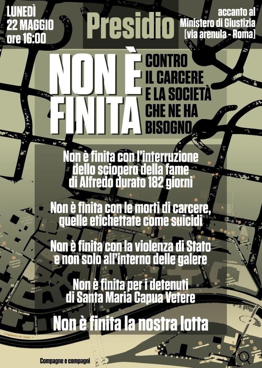 «NO HA TERMINADO» – Concentración contra la cárcel y la sociedad que la necesita (22 mayo, Roma)