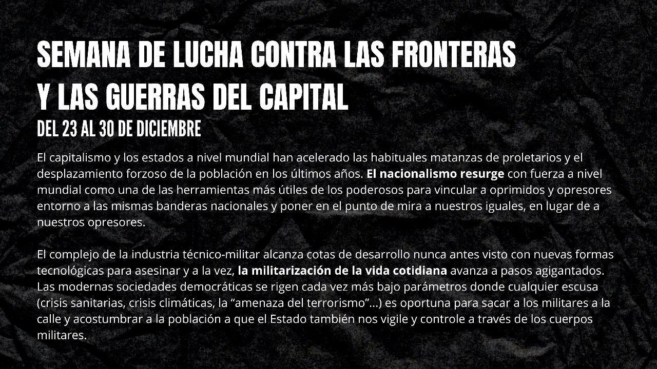 [Madrid] Video crónica y texto de convocatoria de “La semana de lucha contra las fronteras y las guerras del capital”